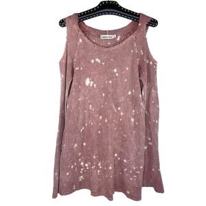 Liberation Bleached Distressed Cold Shoulder Hooded Top Medium